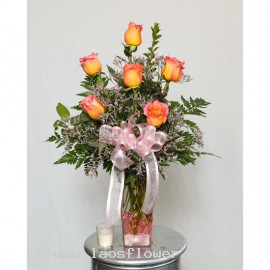 6 Orange Roses